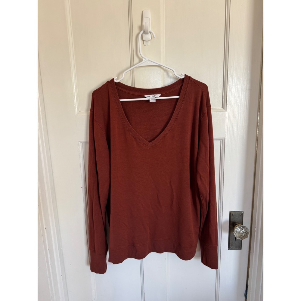 Athleta rust Sunrise V-neck Sweatshirt size xl